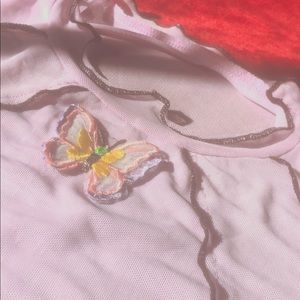 Purple Butterfly Mesh Top